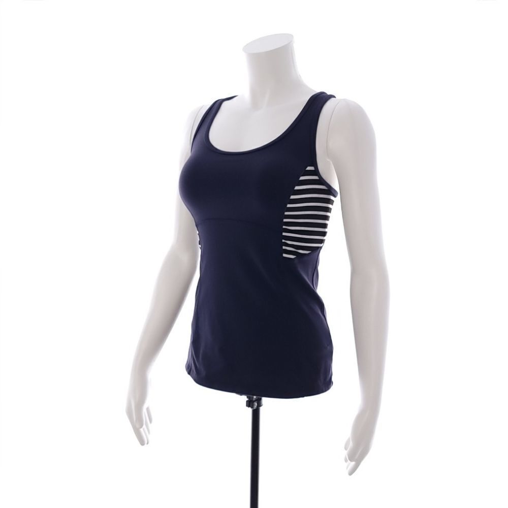 Athleta Womens Size XS Built in Bra Blue White Striped Athletic Tank Top